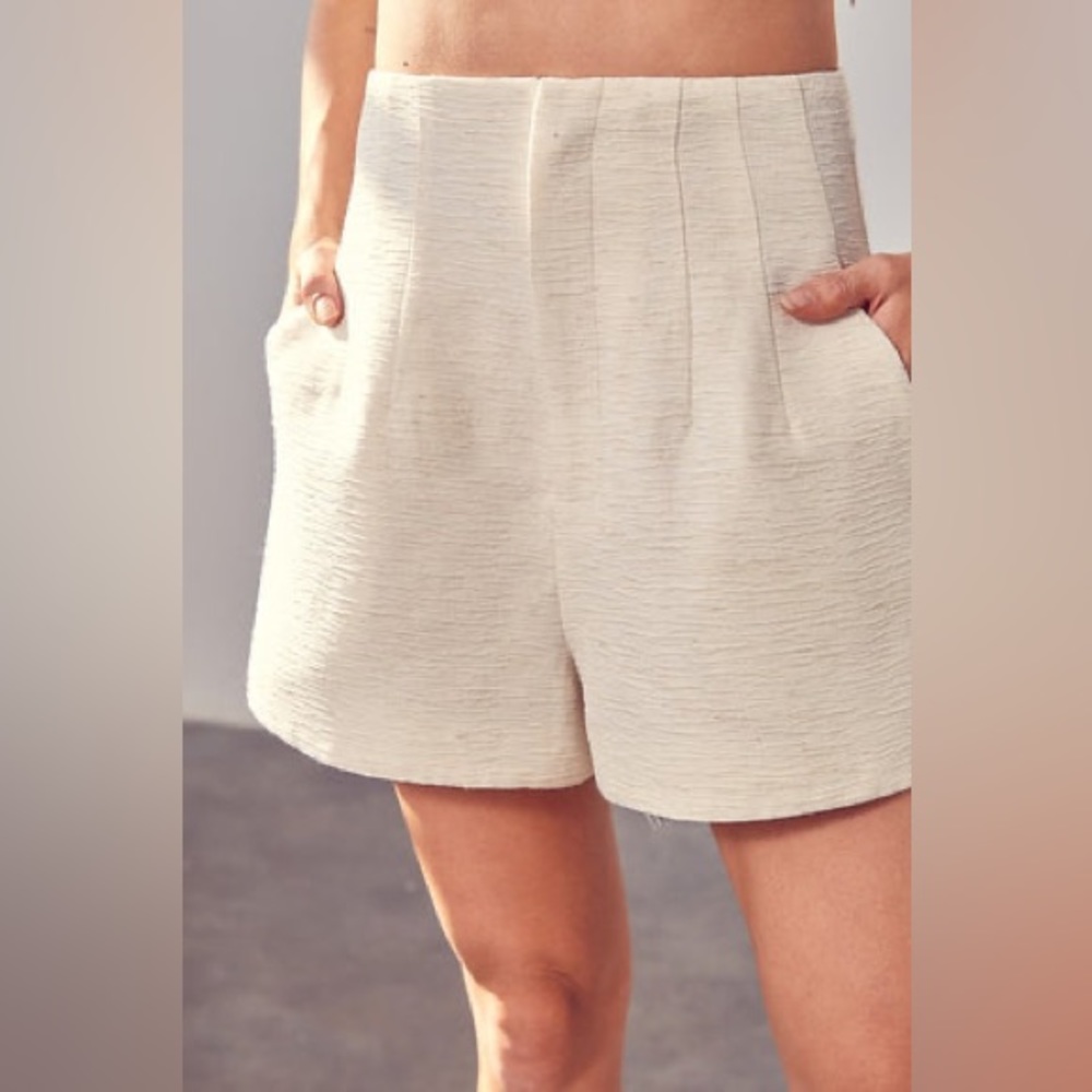 Pleated Ivory Blaire Shorts